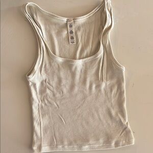 Skims Cream Ribbed Tank Top